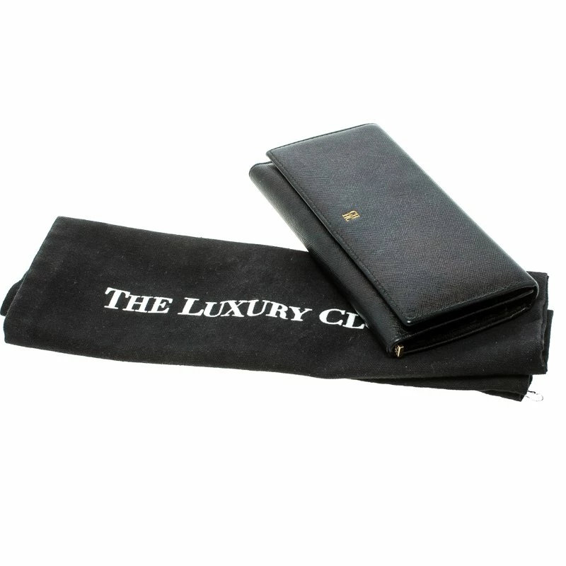 Carolina Herrera Black Textured Leather Continental Wallet Women