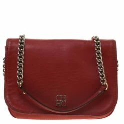 Carolina Herrera Red Leather New Baltazar Flap Bag Women