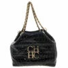 Carolina Herrera Black Croc Embossed Patent Leather Tote Women