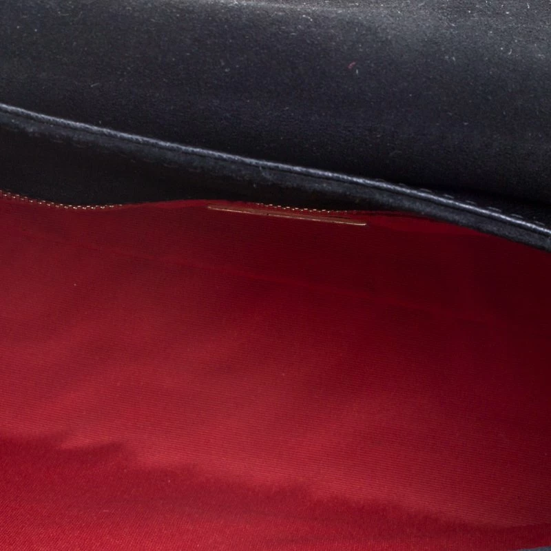 Carolina Herrera Black Leather Flap Shoulder Bag Women