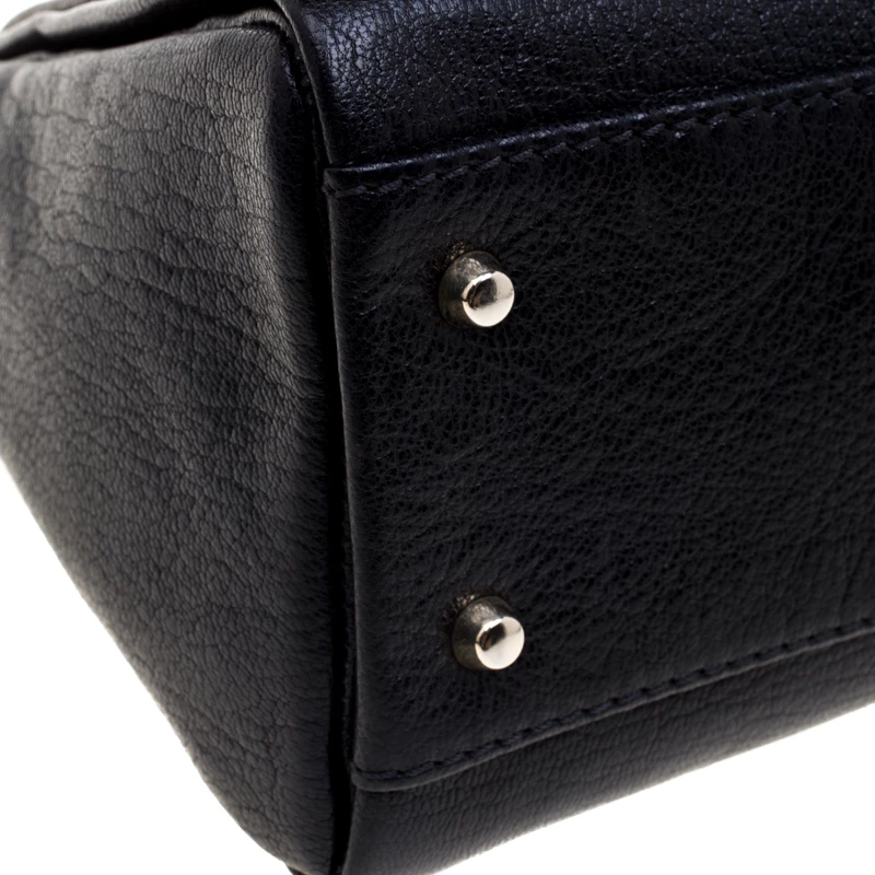 Carolina Herrera Black Leather Flap Shoulder Bag Women