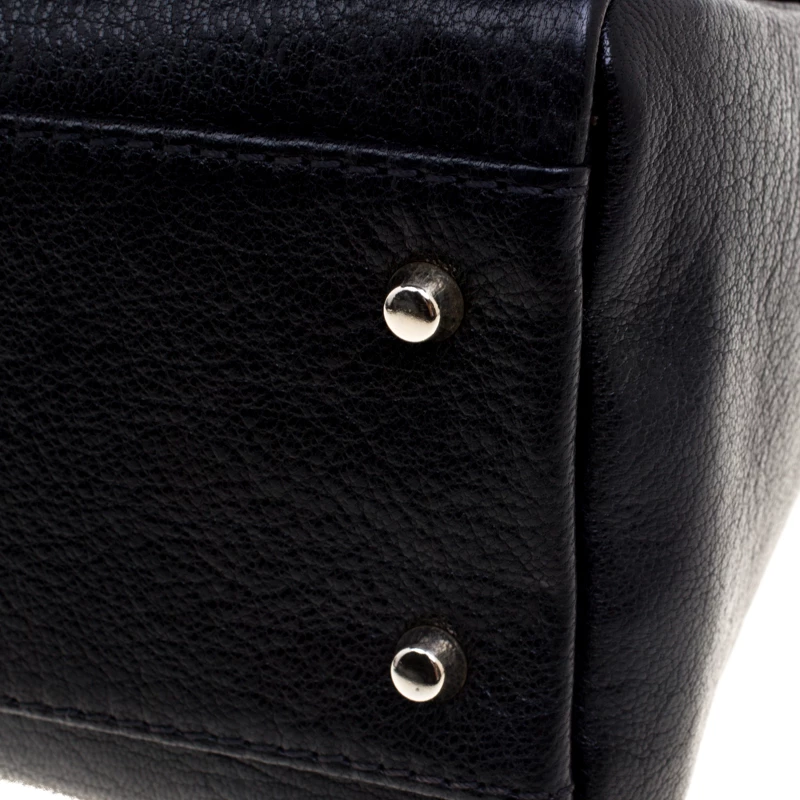 Carolina Herrera Black Leather Flap Shoulder Bag Women