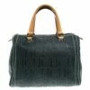 Carolina Herrera Navy Blue Monogram Leather Andy Boston Bag Women
