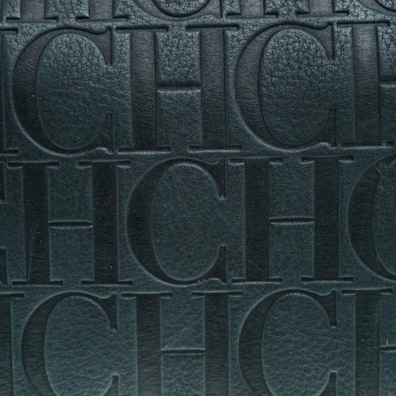 Carolina Herrera Navy Blue Monogram Leather Andy Boston Bag Women