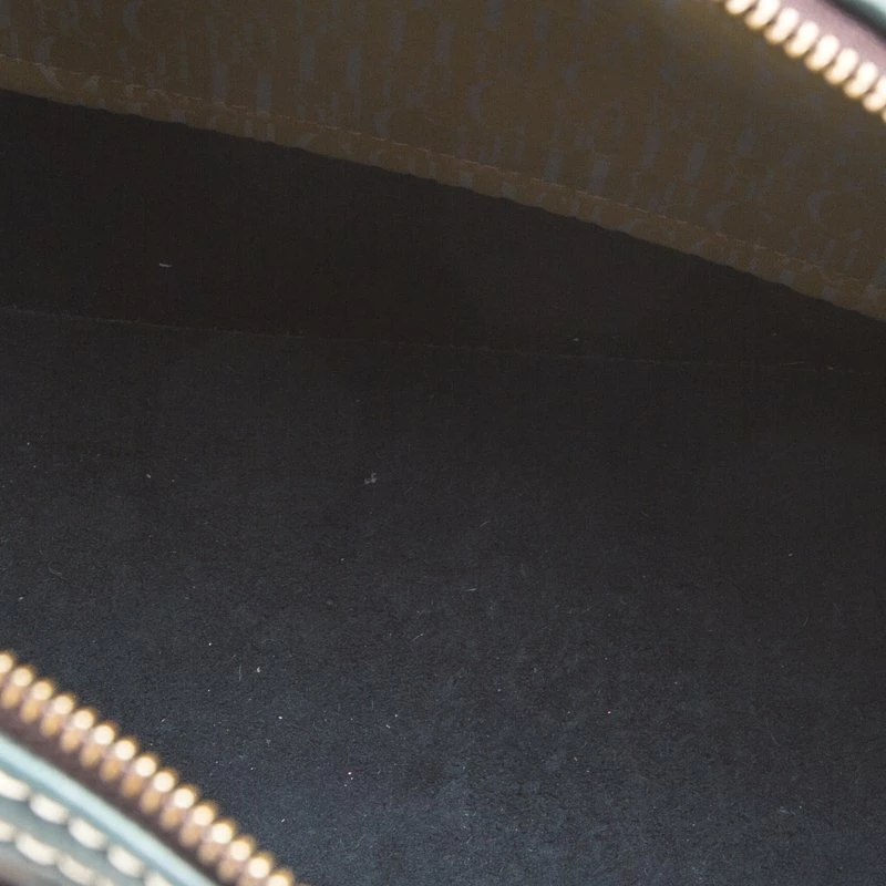 Carolina Herrera Navy Blue Monogram Leather Andy Boston Bag Women