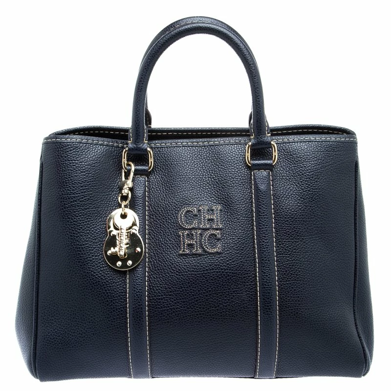 Carolina Herrera Dark Blue Leather Matteo Tote Women