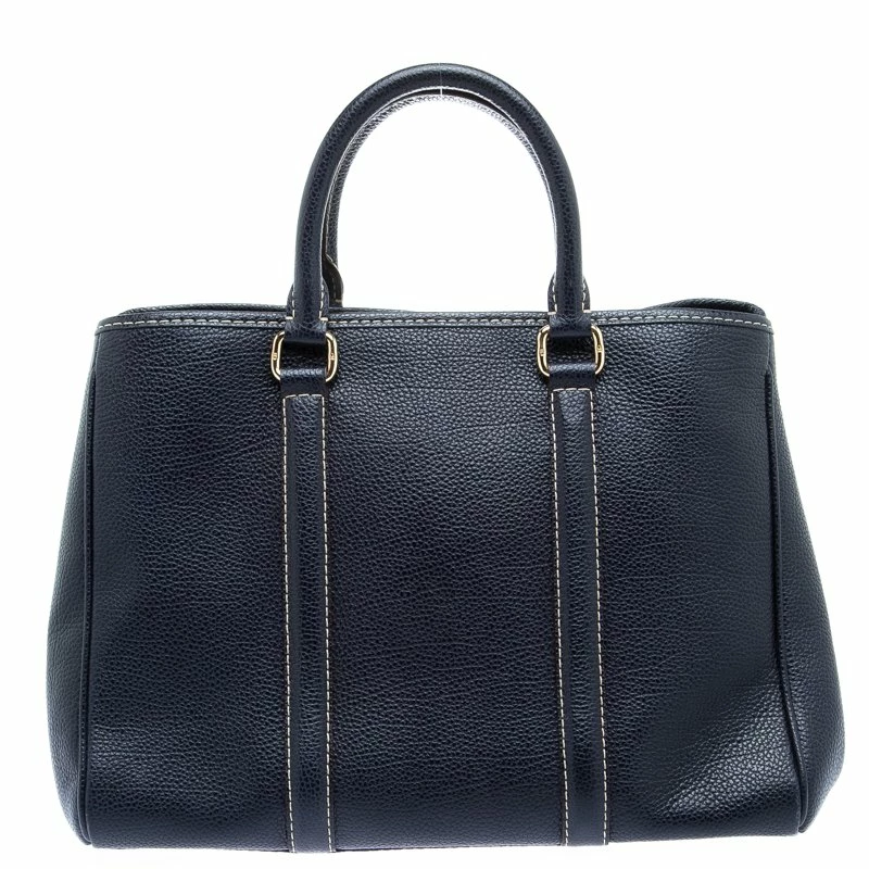 Carolina Herrera Dark Blue Leather Matteo Tote Women