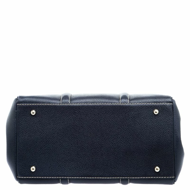 Carolina Herrera Dark Blue Leather Matteo Tote Women