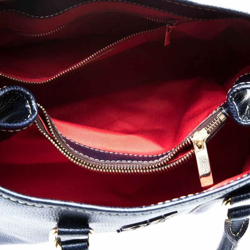 Carolina Herrera Dark Blue Leather Matteo Tote Women