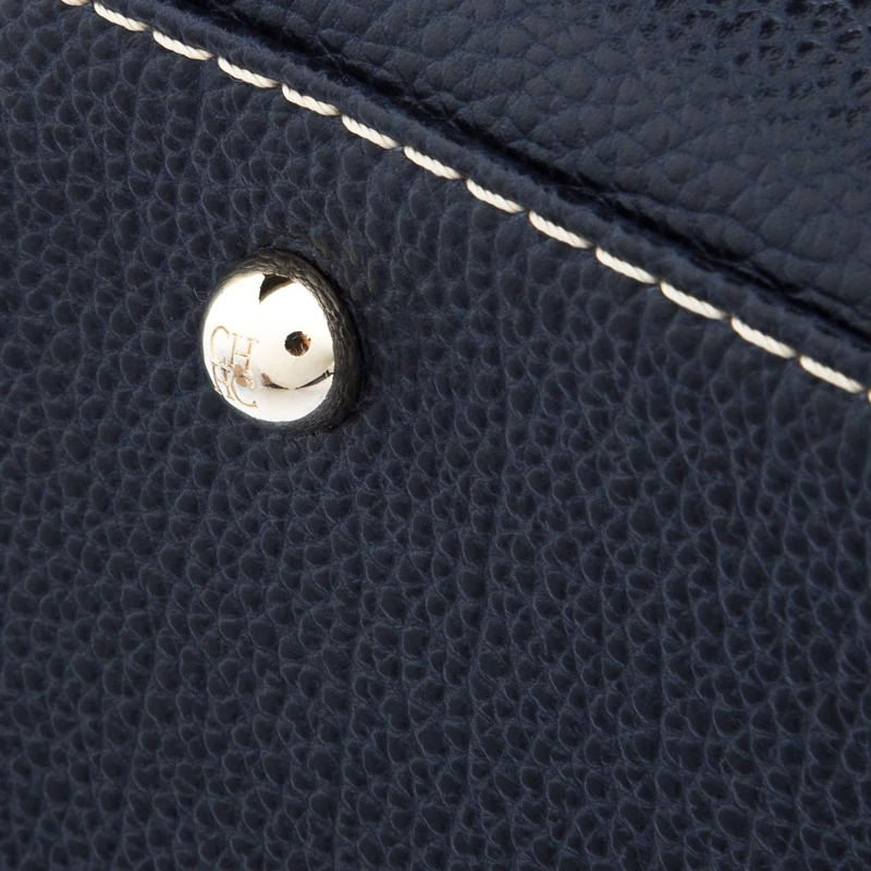 Carolina Herrera Dark Blue Leather Matteo Tote Women