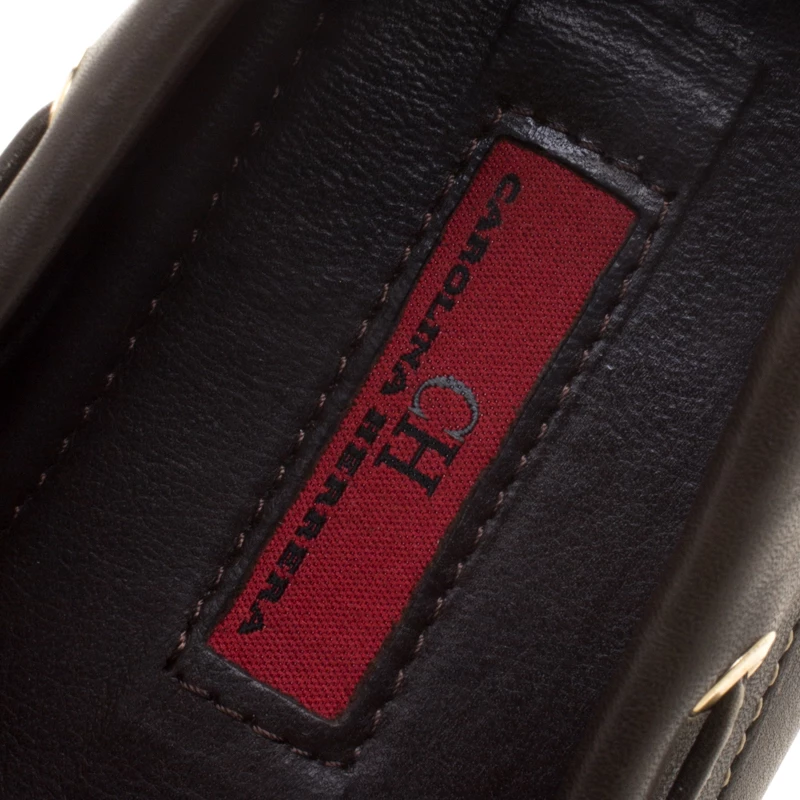 Carolina Herrera Brown Leather Bow Loafers Size 39 Women