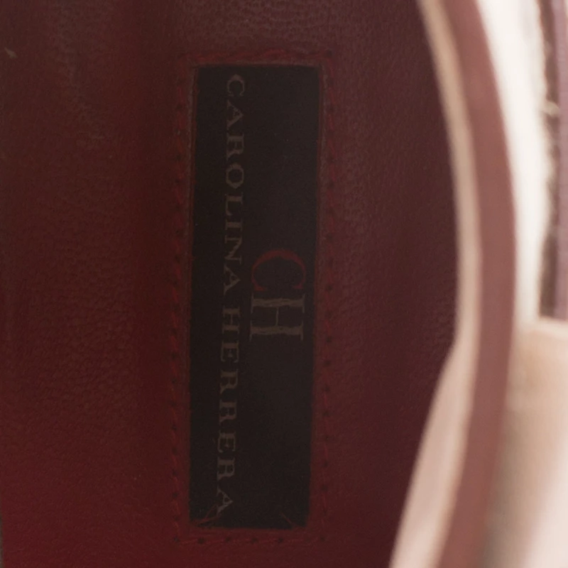 Carolina Herrera Brown/Beige Leather and Canvas Boots Size 38 Women