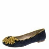 Carolina Herrera Two Tone Suede Whip Stitch Trim Ballet Flats Size 40 Women - Blue