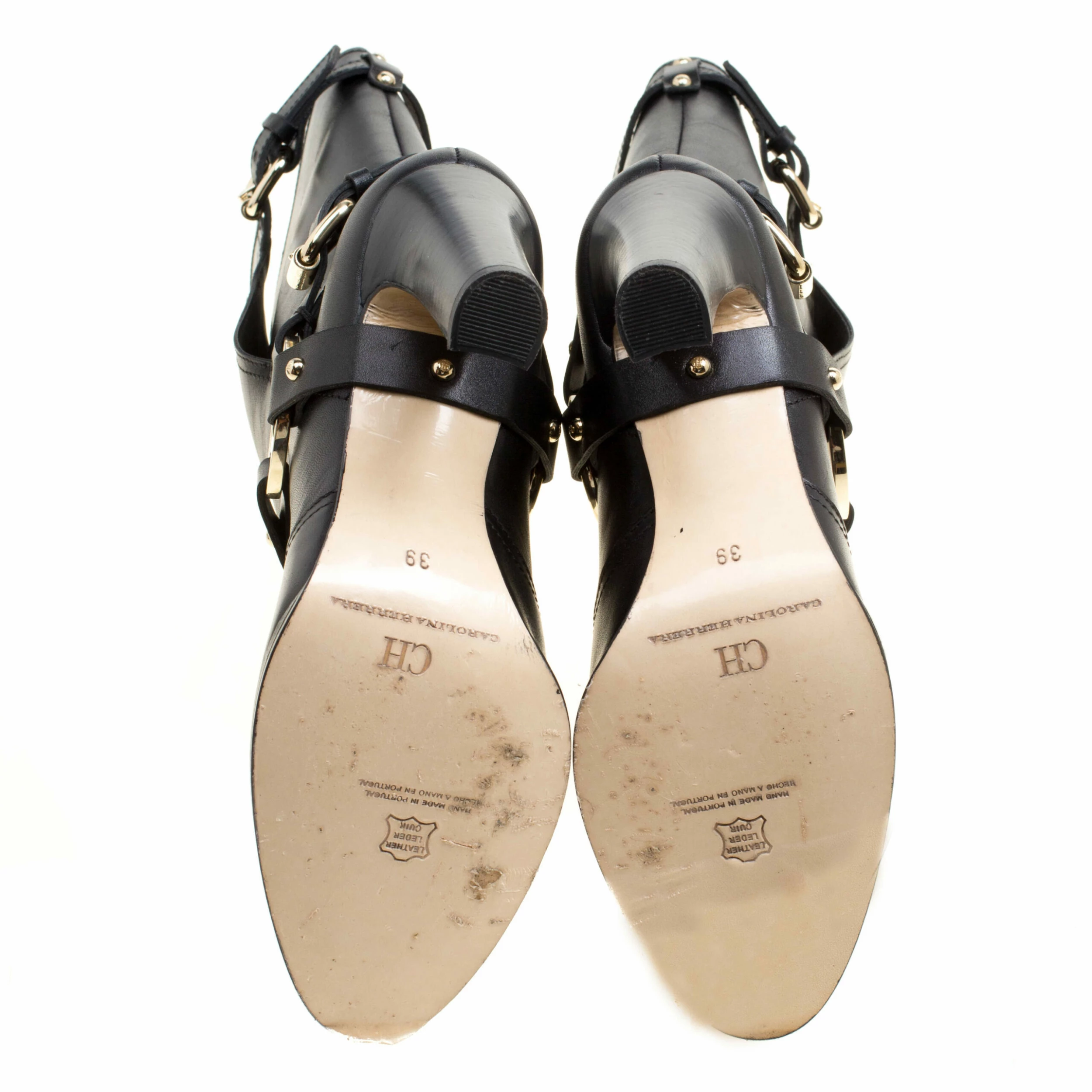 Carolina Herrera Black Leather Calf Length Boots Size 39 Women