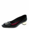 Carolina Herrera Black Leather And Suede Logo Detail Square Toe Pumps Size 38 Women