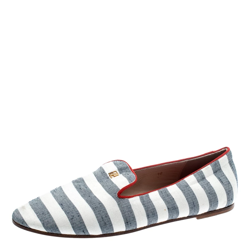 Carolina Herrera Two Tone Fabric Ballet Flats Size 36 Women - White