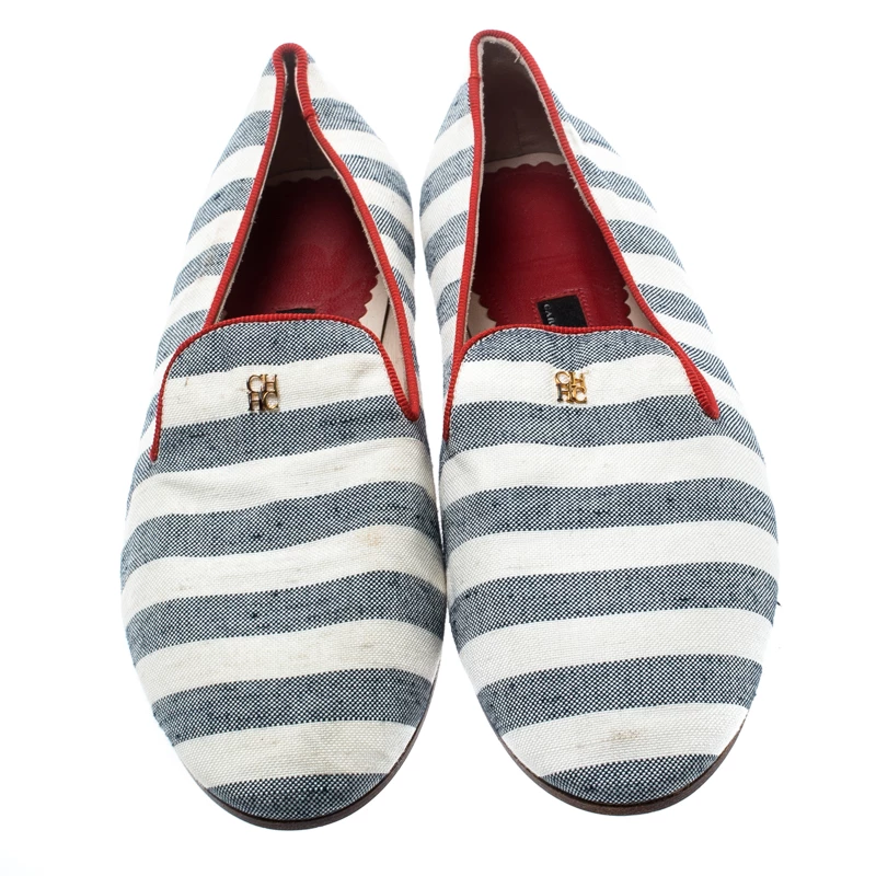 Carolina Herrera Two Tone Fabric Ballet Flats Size 36 Women - White