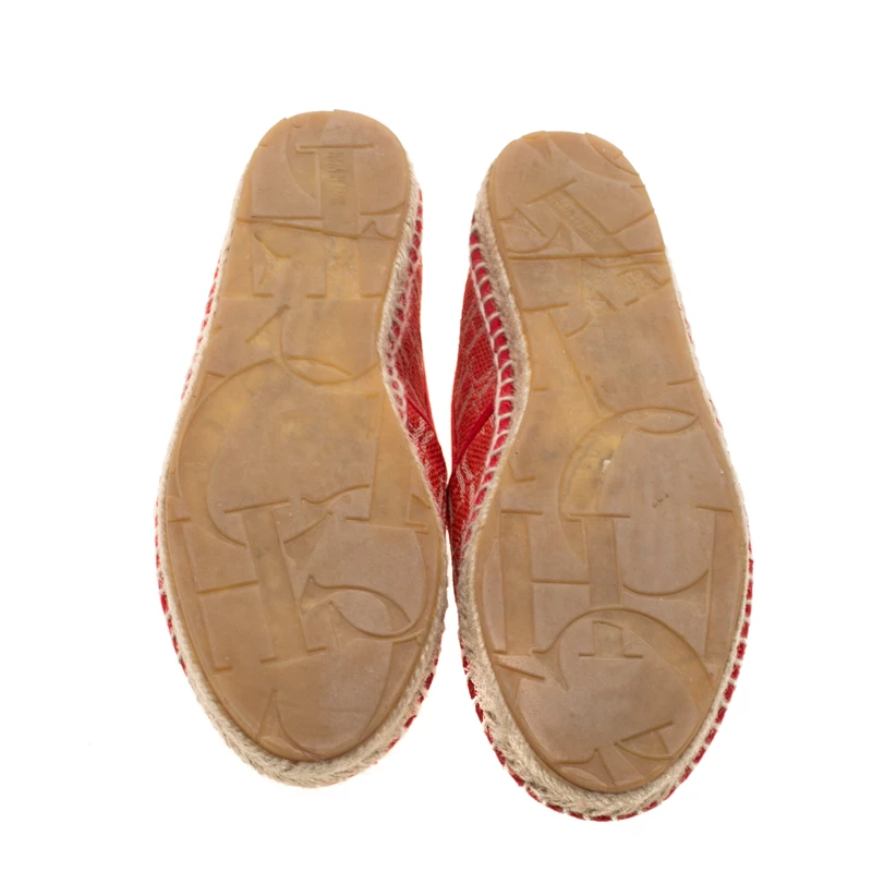 Carolina Herrera Red Monogram Canvas Espadrilles Size 35 Women 6 Carolina Herrera Red Monogram Canvas Espadrilles Size 35 Women - Image 6