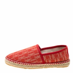 Alternative view of Carolina Herrera Red Monogram Canvas Espadrilles Size 35 Women