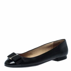 Carolina Herrera Carolina Hererra Black Leather Bow Ballet Flats Size 36 Women