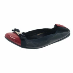 Carolina Herrera Two Tone Bow Ballet Flats Size 38 Women - Navy Blue,red