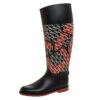 Carolina Herrera Black/Red Coated Canvas And Rubber Chiribitas Rain Boots Size 37 Women