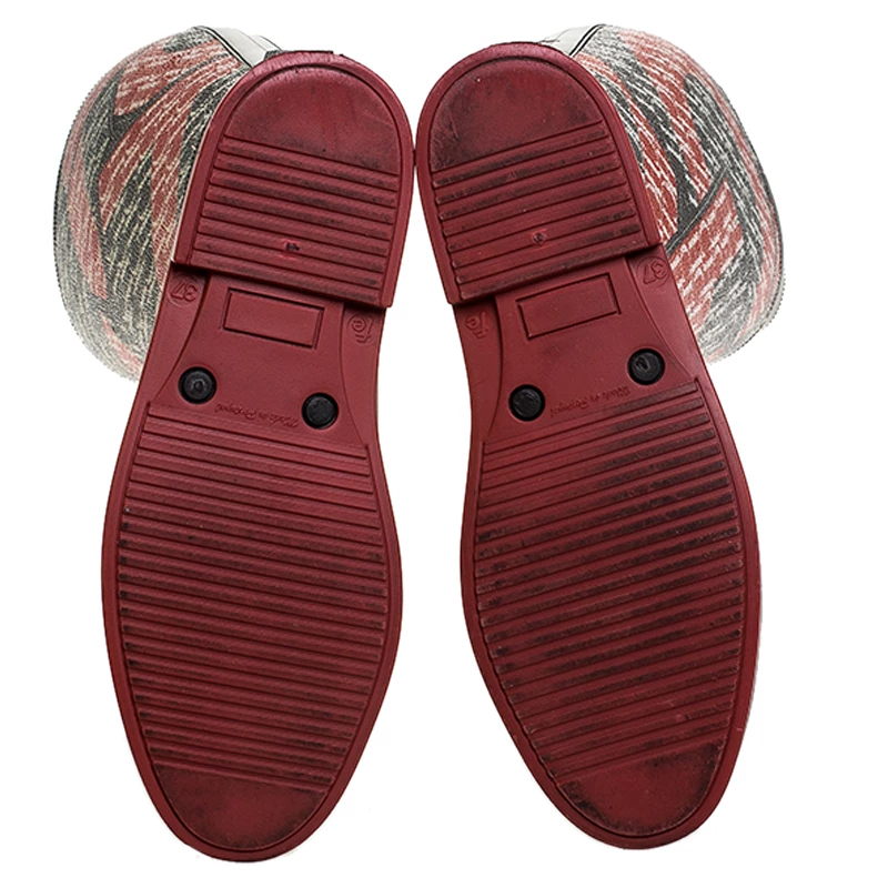 Carolina Herrera Black/Red Coated Canvas and Rubber Chiribitas Rain Boots Size 37 Women