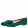 Carolina Herrera Green Lace Bow Ballet Flats Size 40 Women