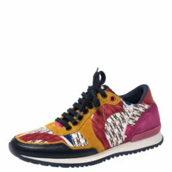 Carolina Herrera Multicolor Suede, Leather And Fabric Low Top Sneakers Size 38 Women