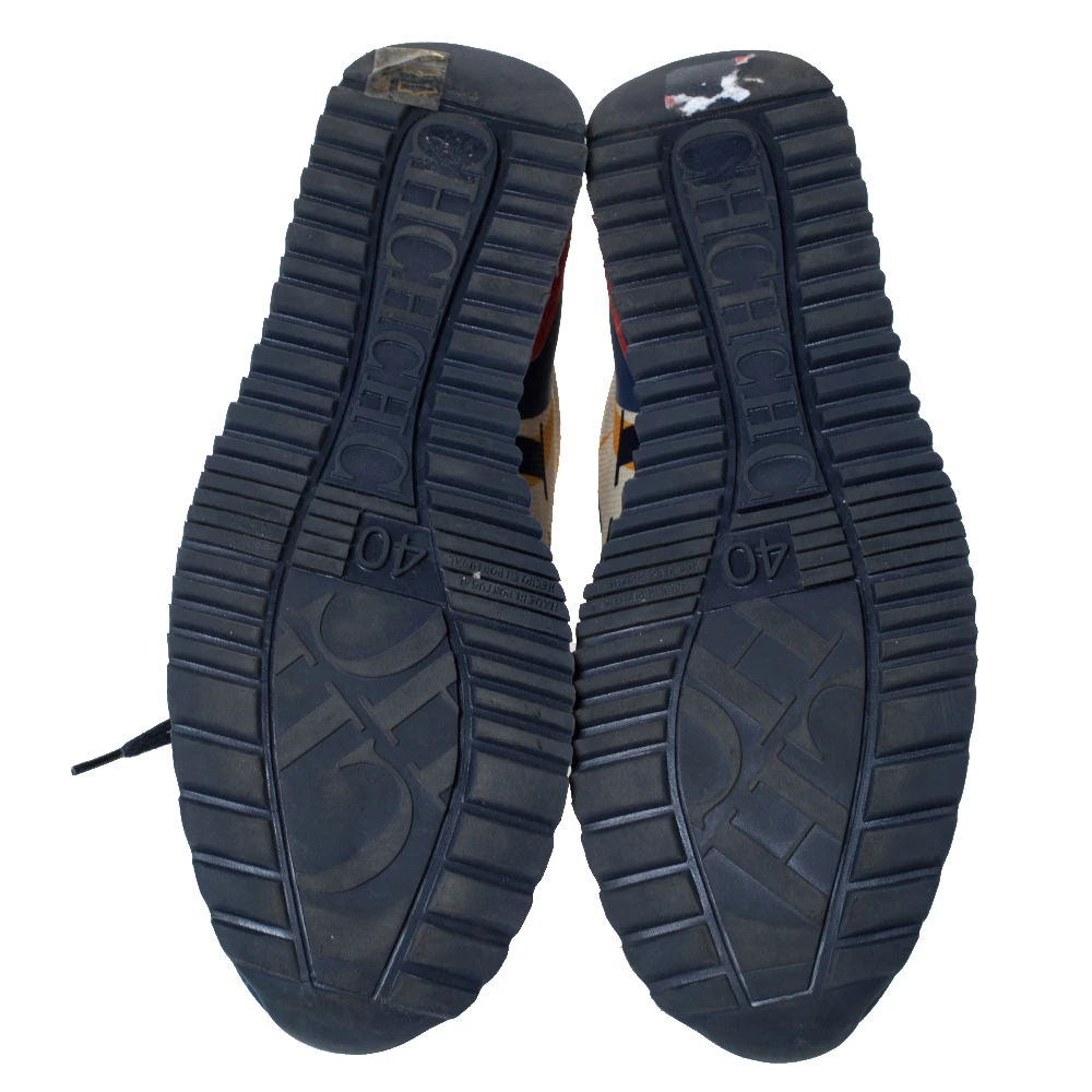 Carolina Herrera Multicolor CH Logo Canvas And Rubber Low Top Sneakers Size 40 Women