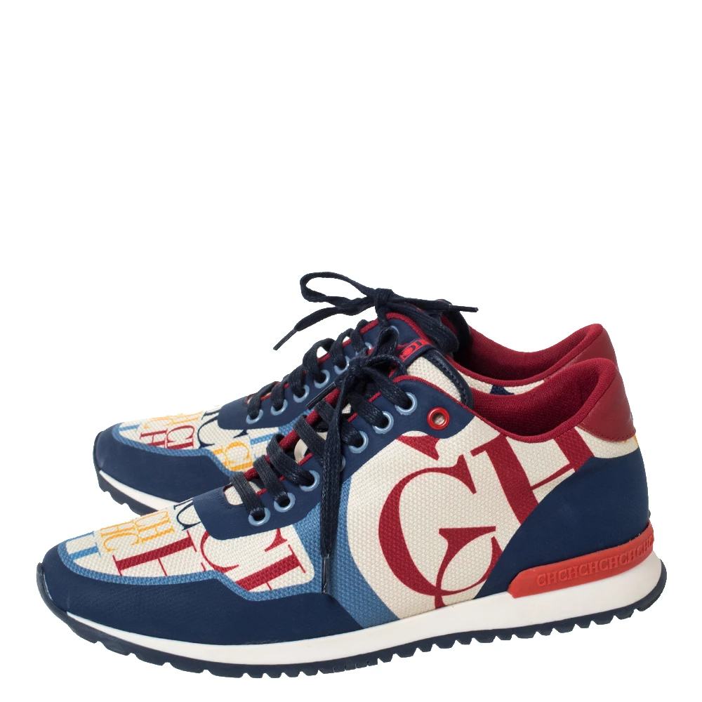 Carolina Herrera Multicolor CH Logo Canvas And Rubber Low Top Sneakers Size 40 Women