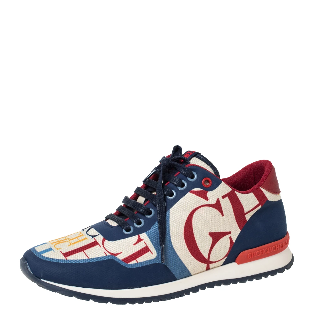 Carolina Herrera Multicolor CH Logo Canvas And Rubber Low Top Sneakers Size 40 Women