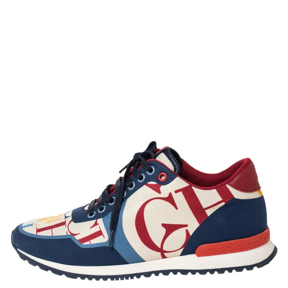 Carolina Herrera Multicolor CH Logo Canvas And Rubber Low Top Sneakers Size 40 Women