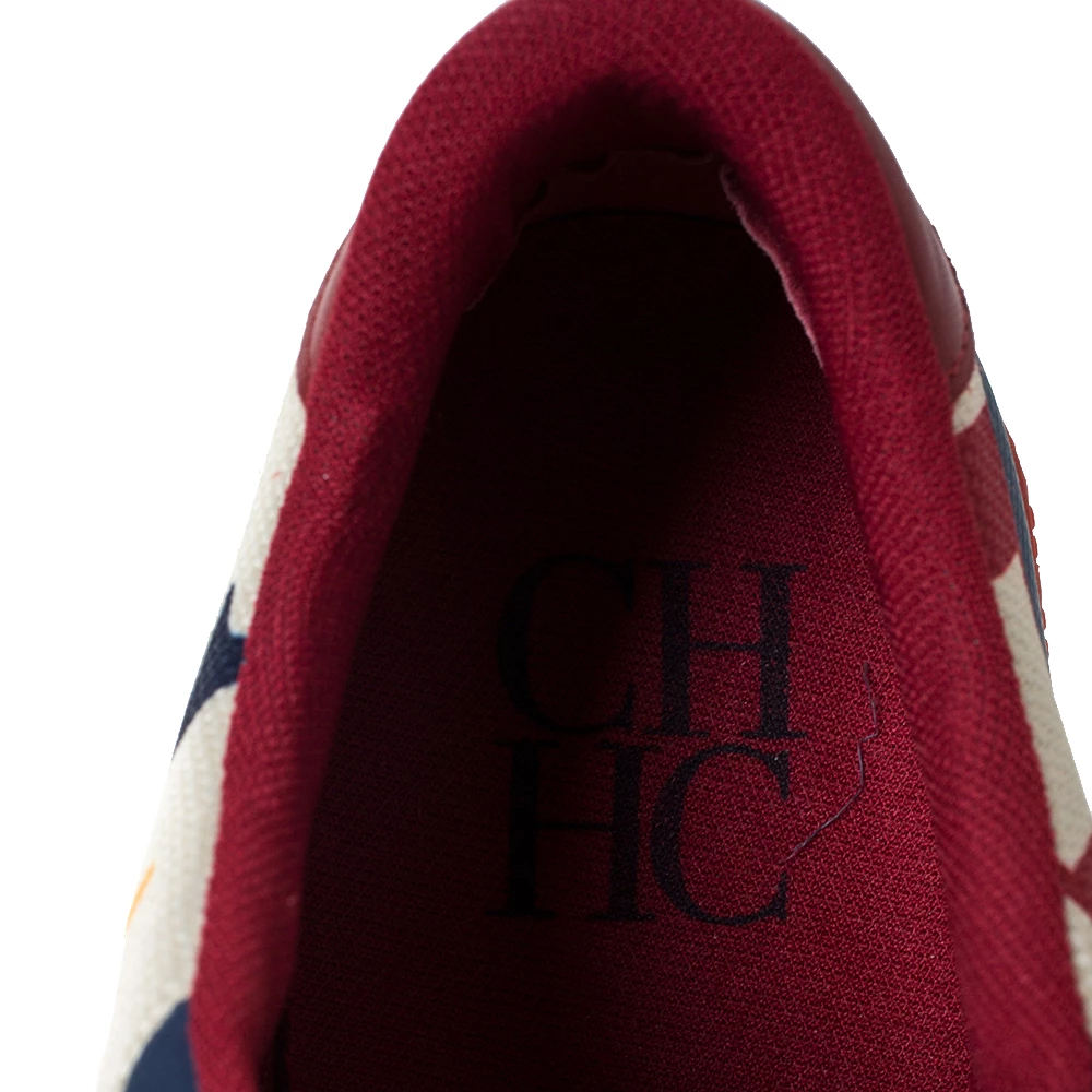 Carolina Herrera Multicolor CH Logo Canvas And Rubber Low Top Sneakers Size 40 Women
