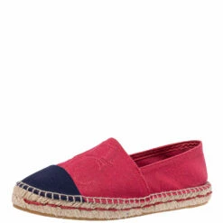 Carolina Herrera Two Tone Canvas Espadrilles Size 37 Women - Red