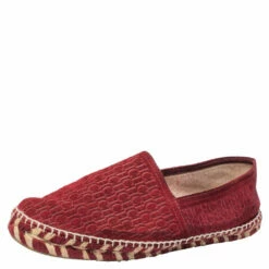 Carolina Herrera Burgundy Suede Monogram Espadrilles Sneaker Size 41 Women