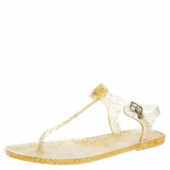 Carolina Herrera Gold Jelly Thong Sandals Women