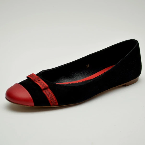 Carolina Herrera Red and Black Ballerina Flats Size 38 Women - Black,red
