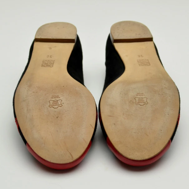 Carolina Herrera Red and Black Ballerina Flats Size 38 Women - Black,red