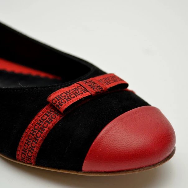 Carolina Herrera Red and Black Ballerina Flats Size 38 Women - Black,red