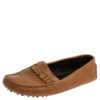 Carolina Herrera Tan Leather Logo CHHC Loafers Size 38 Women