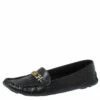 Carolina Herrera Black Leather Logo Detail Slip On Loafers Size 37 Women