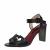 Carolina Herrera Black Leather Initials Cut Out Ankle Strap Sandals Size 38 Women