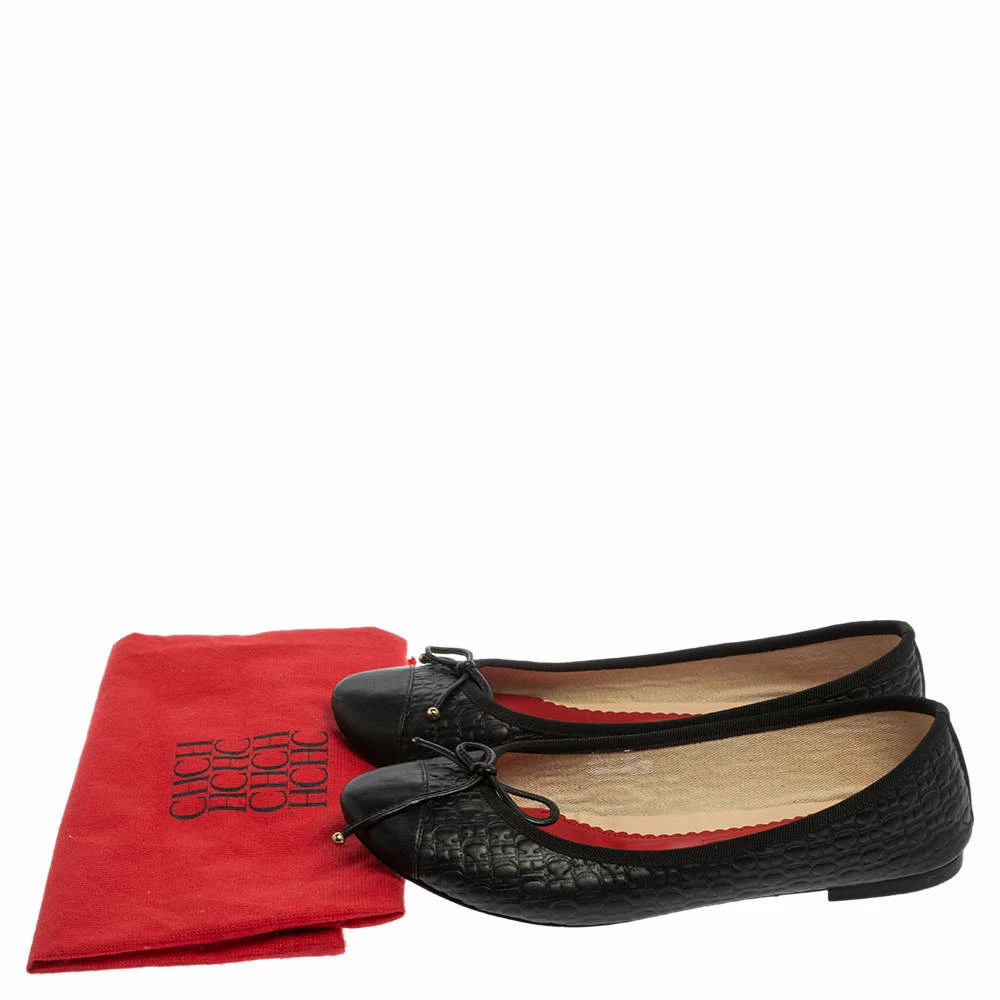 Carolina Herrera Black Leather Ballet Flats Size 40 Women