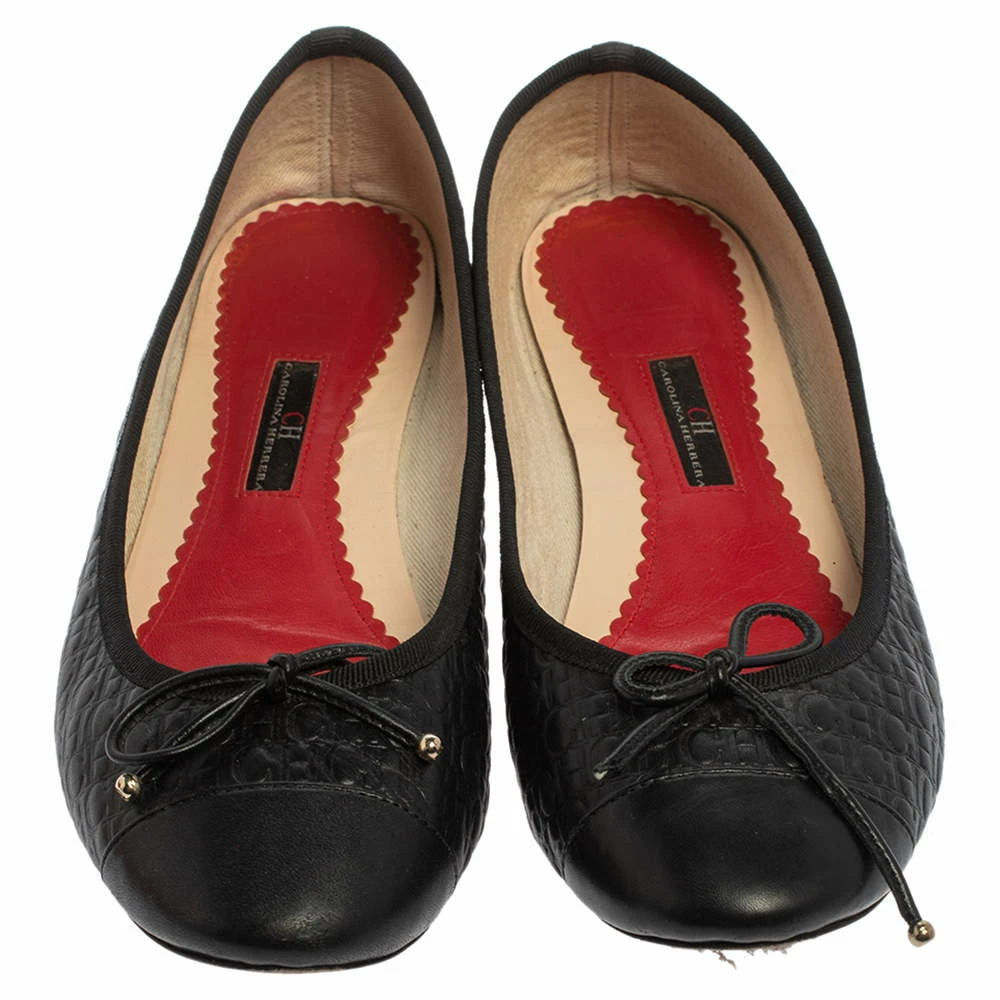 Carolina Herrera Black Leather Ballet Flats Size 40 Women