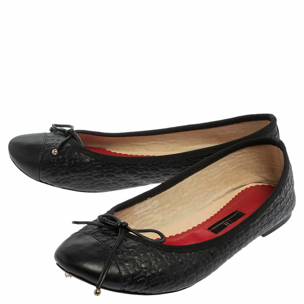 Carolina Herrera Black Leather Ballet Flats Size 40 Women