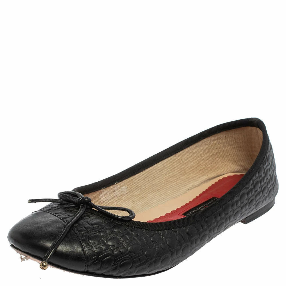Carolina Herrera Black Leather Ballet Flats Size 40 Women