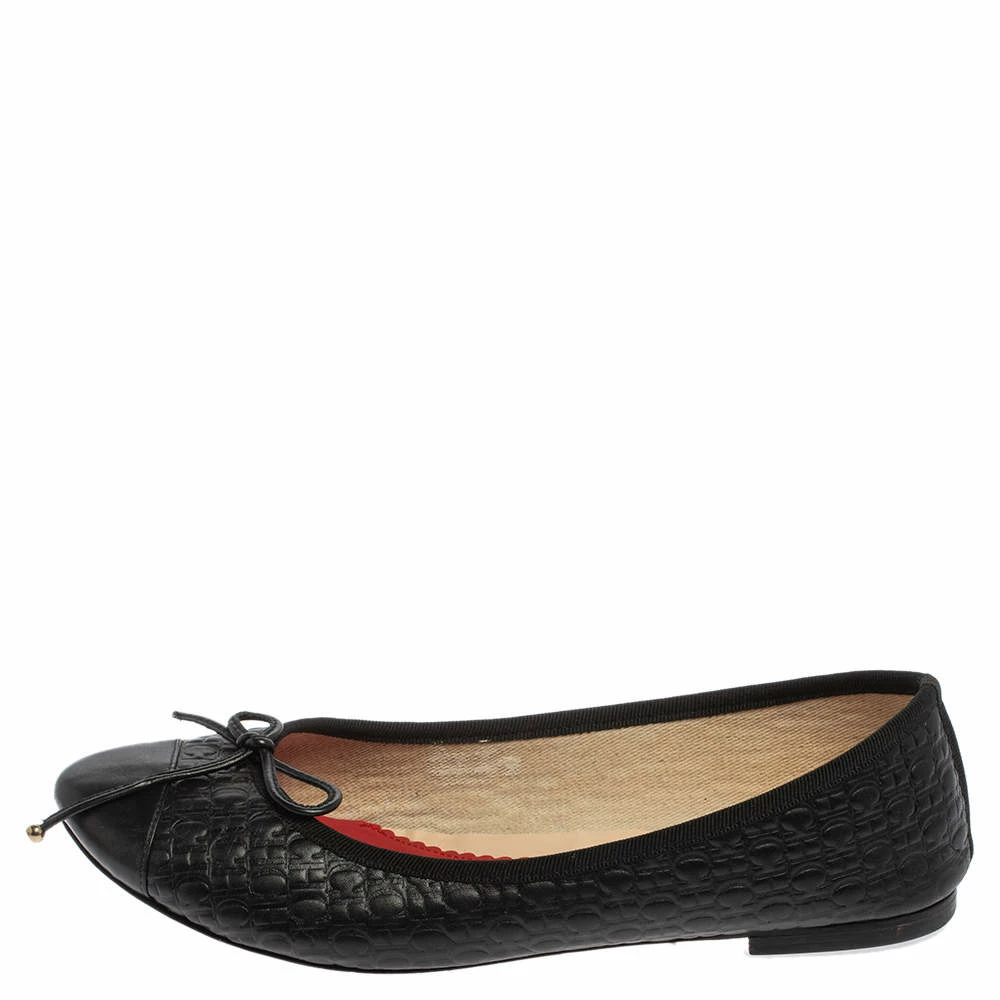 Carolina Herrera Black Leather Ballet Flats Size 40 Women
