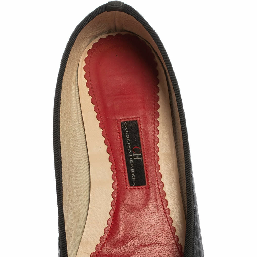 Carolina Herrera Black Leather Ballet Flats Size 40 Women