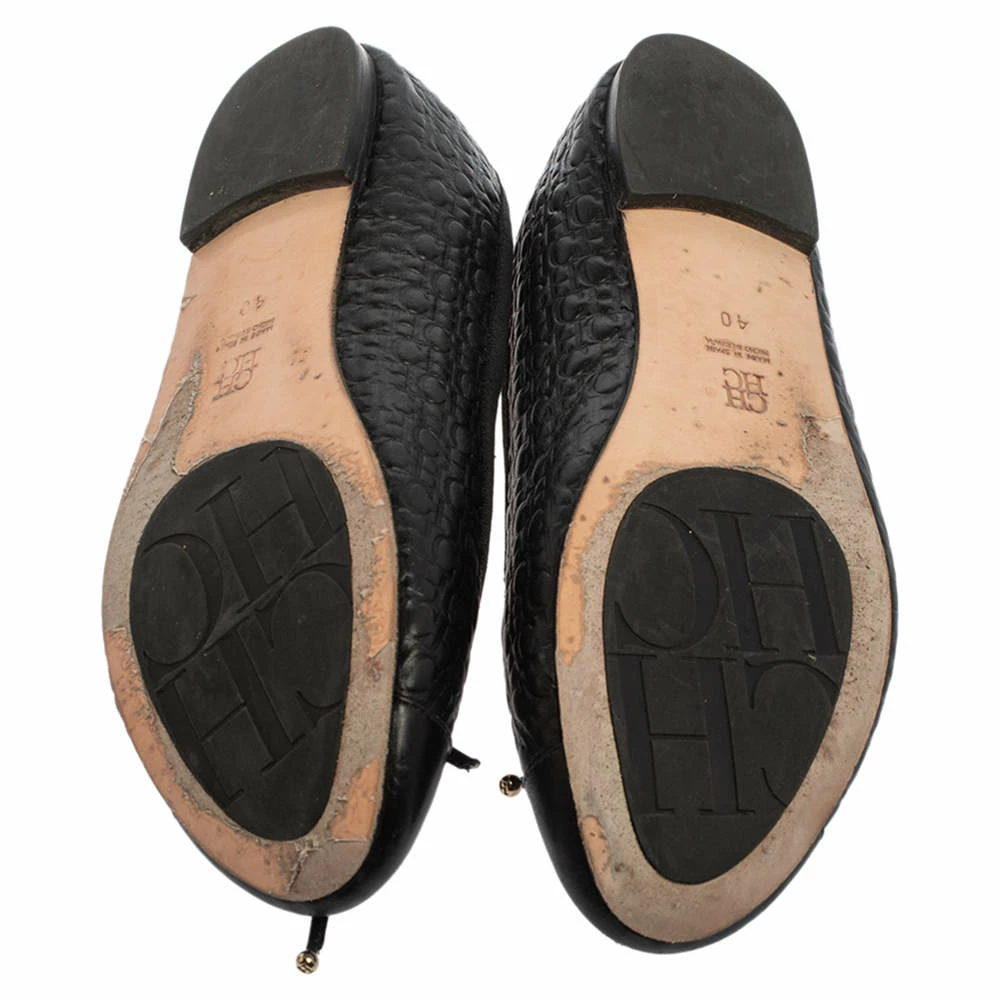 Carolina Herrera Black Leather Ballet Flats Size 40 Women